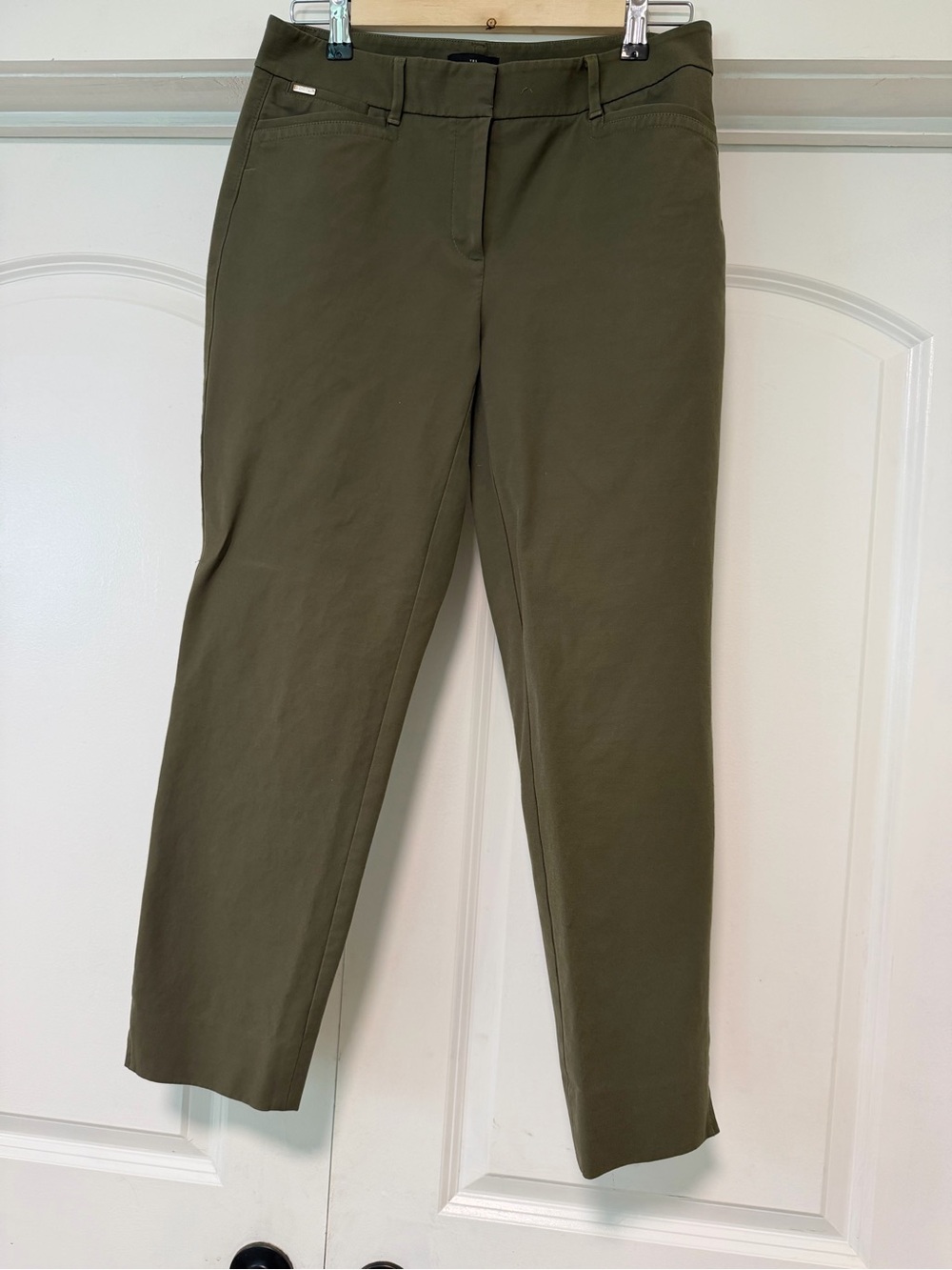 White House Black Market Olive Green Straight Ankle Pants